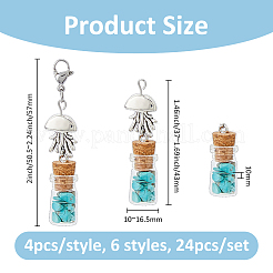 24Pcs 6 Styles Ocean Series Synthetic Turquoise Pendant Decorations&nbsp;HJEW-FH00109
