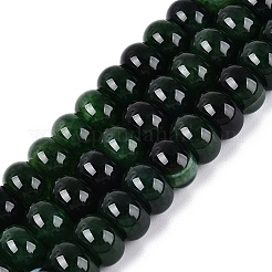 天然石瑪瑙ビーズ連売り  滑らかなロンデル  染め  濃い緑  12x7.5mm  穴：0.5~1.2mm  約48~56個/連  14.17~16.73インチ（36~42.5cm）&nbsp;G-Q613-02B-05