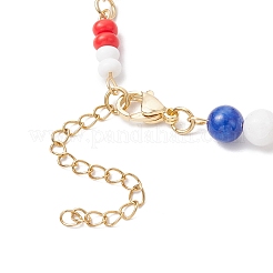 Independence Day Natural Dyed Yellow Jade Gemstone Round Beads & Glass Seed Beads Bracelets&nbsp;BJEW-MZ00180-01