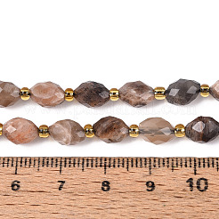 天然ブラックサンストーンビーズ連売り  多面カット  オーバル  シードビーズで  8~9x6~8mm  穴：1~1.2mm  約36~38個/連  14.96~15.35インチ（38~39cm）&nbsp;G-N342-35-8x6-08