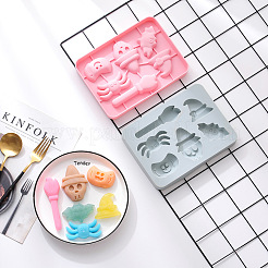 ハロウィンの食品グレードのシリコンモールド  フォンダン型  DIYケーキデコレーション用  チョコレート  キャンディ  アイスホッケーのカビ  バット  スカル  トーチ  ジャック・オー・ランタン  クモ  魔女の帽子  ピンク  204x154x22mm&nbsp;DIY-H122-07
