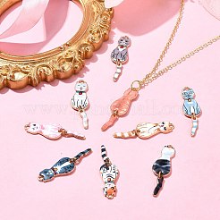 18本9色合金ペンダント  猫の形  ミックスカラー  34.5x10x2mm  穴：1.6mm  2個/カラー&nbsp;FIND-CJ0002-11