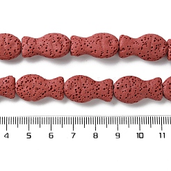 魚で染めた天然の溶岩石ビーズ連売り  ファイヤーブリック  21.5x12x6mm  穴：1.6mm  約19個/連  16.14''（41センチメートル）&nbsp;G-O126-01A-09