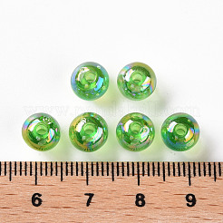 透明なアクリルビーズ  ABカラーメッキ  ラウンド  芝生の緑  8x7mm  穴：2mm  約1745個/500g&nbsp;MACR-S370-B8mm-734