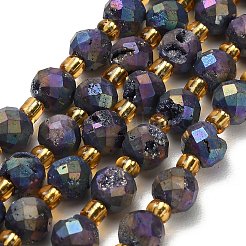 Electroplated Natural Druzy Geode Crystal Beads Strands&nbsp;G-F833-P01-8mm-13