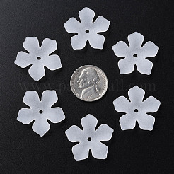 透明なアクリルビーズ  艶消し  花  ホワイト  25.5x26.5x4.5mm  穴：2mm  約900個/500g&nbsp;MACR-S373-119-D01
