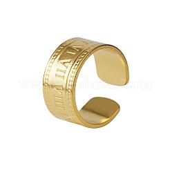 Roman Numeral 304 Stainless Steel Cuff Open Rings&nbsp;FC5135-1