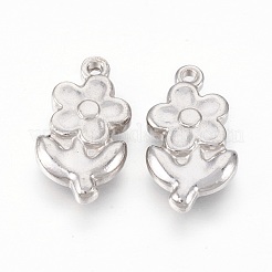 変色しにくい201ステンレススチールペンダント  花  ステンレス鋼色  17.5x10x3mm  穴：1.2mm&nbsp;STAS-O118-13P