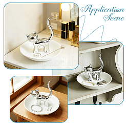 1Pc Cat Shape Ceramic Jewelry Decorative Plates&nbsp;ODIS-BBC0001-11B