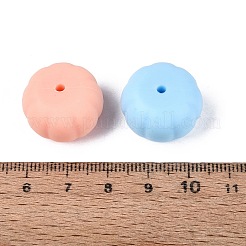 シリコンビーズ  カボチャ  ミックスカラー  20x13mm  穴：2.5mm&nbsp;SIL-N006-14