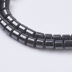 合成ヘマタイトビーズ  磁気を持つ  コラム  ブラック  3x3mm  穴：0.6mm  約122個/連  15.5~16インチ（38~40cm）&nbsp;G-H1090-1