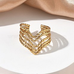 304 Stainless Steel Multi Layer Cuff Open Rings for Women&nbsp;RJEW-A095-04G