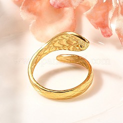 201ステンレススチールエナメルスネークオープンカフリング女性用  レッド  usサイズ7 1/4(17.5mm)&nbsp;RJEW-A053-05G-01