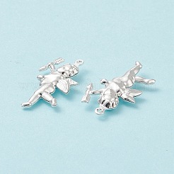 304ステンレスペンダント  中空キューピッド/ケルビム  銀  29x16.5x5mm  穴：1mm&nbsp;STAS-H413-14S