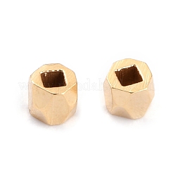 真鍮製スペーサービーズ  カドミウムフリー＆鉛フリー  長持ちメッキ  ファセット列  24KGP本金メッキ  2x2mm  穴：1mm&nbsp;KK-O133-202A-G
