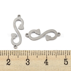 変色しない304ステンレススチールコネクタチャーム  文字.s  ステンレス鋼色  19x7.5x1mm  穴：1.2mm&nbsp;STAS-P344-13P