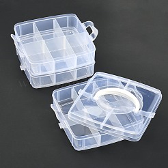 プラスチックビーズ収納ケース  長方形  3層  18区画の合計  透明  15.5x16x13cm  コンパートメント：4.8x7.1~5.1x7.2センチメートル&nbsp;CON-S034