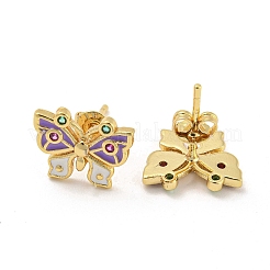 Butterfly Real 18K Gold Plated Brass Stud Earrings&nbsp;EJEW-L269-095G-02