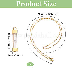 1Pc Glass Hourglass Rectangle Pet Memorial Keepsake Urn Ashes Pendant Necklaces&nbsp;NJEW-CA0001-27G
