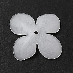 透明なアクリルビーズキャップ  4花びら  艶消し  花  ホワイト  26x26.5x5mm  穴：1.8mm  約769個/500g&nbsp;MACR-J122-02