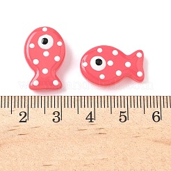 焼き絵の具、ガラス、エナメル、ビーズ  魚  ライトコーラル  19.5x12.5x6~6.5mm  穴：1.2~1.4mm&nbsp;LAMP-D303-04D