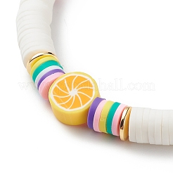 Handmade Polymer Clay Heishi Surfer Stretch Bracelet&nbsp;BJEW-JB08903