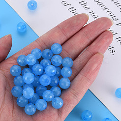 透明なアクリルビーズ  染め  多面カット  ラウンド  ドジャーブルー  9.5x9.5mm  穴：2mm  約970個/500g&nbsp;TACR-S153-42E-01
