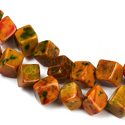 染め加工天然石瑪瑙ビーズ連売り  菱形  ダークオレンジ  15~18x15~19x10~12mm  穴：1.2mm  約25個/連  14.37''~14.72''（36.5~37.4センチメートル）&nbsp;G-U029-D01