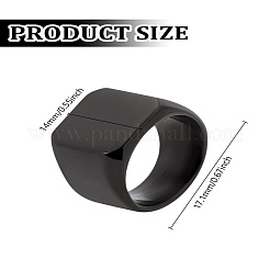 男性用ステンレススチールスクエアリング1個  ブラック  14mm  usサイズ6 3/4(17.1mm)&nbsp;RJEW-LP0001-43