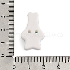 ウサギの陶器ボタン  2穴  ブルー  27.5~28x16.5x6.5mm  穴：1.8mm&nbsp;BUTT-I018-01C-02