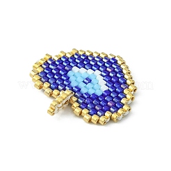 手作りミユキ日本の種子織機模様シードビーズ  ナザールボンジュウのペンダントが付いたハート  ミックスカラー  23.5~24x22.5x2mm  穴：3.5mm&nbsp;PALLOY-MZ00128