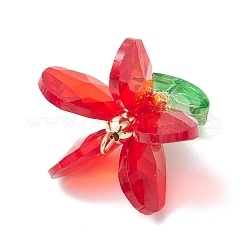 ガラスチャーム  花のチャーム  304ステンレススチールループとシードビーズ付き  多面カット  ミックスカラー  24x24x21.5mm  穴：3x2mm&nbsp;PALLOY-MZ00744