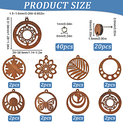 DIY Round/Flower Wood & Brass Stud Earring Jewelry Making Kits&nbsp;DIY-SC0026-57