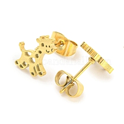 Hollow Out Giraffe 304 Stainless Steel Stud Earrings&nbsp;EJEW-G359-03G