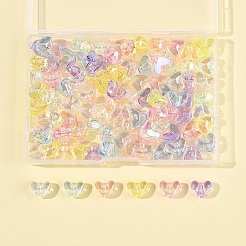 98色UVメッキ透明アクリルビーズ7個  虹色の  ハート  ミックスカラー  9x11.5x7mm  穴：1.4mm  14個/カラー&nbsp;MACR-FS0002-17