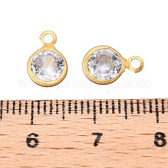 真鍮+キュービックジルコニアチャーム  カドミウムフリー＆鉛フリー  ラウンド  生（メッキなし）  10x6.5x3.5mm  穴：1.5mm&nbsp;KK-T070-13C-A