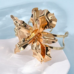 女性用合金＆鉄カフバングル  花  内径：2-1/4インチ（5.8cm）&nbsp;BJEW-F501-01C-KCG