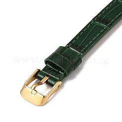 合成皮革の紐ブレスレット、ステンレススチール製バックル付き  ゴールドカラー  グリーン  9.06インチ（23cm）&nbsp;AJEW-Z053-01H