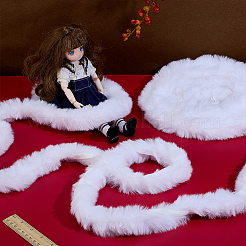 人工ウールコスチュームアクセサリー1個  模造ウサギのファー  ホワイト  45~50x5mm  5m / pc&nbsp;AJEW-PH0007-43A