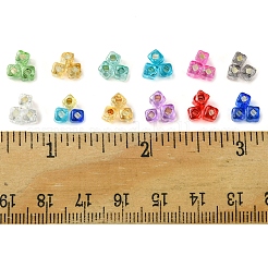 672個12色ガラスシードビーズ  角穴  銀並ぶ  正方形  ミックスカラー  3~4x3x3mm  穴：1.2mm  約56PCS /カラー&nbsp;SEED-FS0001-24