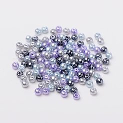 シルバーグレーミックスパールカラーのガラスパールビーズ  ミックスカラー  6mm  穴：1mm  約200個/箱&nbsp;HY-PH0006-6mm-13