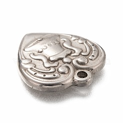 変色しない304ステンレススチールペンダント  ベルと心  ステンレス鋼色  19x18x3mm  穴：1.6mm&nbsp;STAS-H126-29P