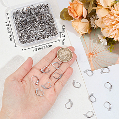304ステンレススチールフレンチフックピアス金具200個  カン付き  ステンレス鋼色  15x10x2mm  穴：1.5mm&nbsp;STAS-BBC0004-15