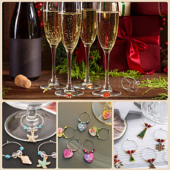 200Pcs 2 Colors Brass Wine Glass Charm Rings&nbsp;KK-SP0001-32A