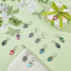 20Pcs Owl Alloy Enamel Pendant Locking Stitch Markers&nbsp;HJEW-NB00263