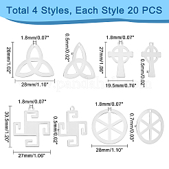 80Pcs 4 Style 201 Stainless Steel Pendants&nbsp;STAS-DC0006-40
