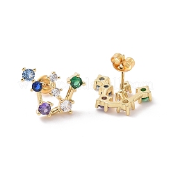 Colorful Cubic Zirconia Triones Stud Earrings&nbsp;EJEW-G315-06G