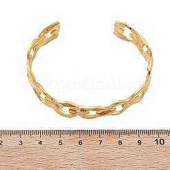 女性用304ステンレススチール中空カフバングル  ゴールドカラー  内径：2-3/8x1-7/8インチ（6.1x4.8cm）&nbsp;BJEW-B108-05P