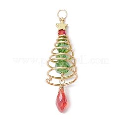 3Pcs 3 Colors Christmas Theme Copper Wired Glass Big Pendants&nbsp;PALLOY-JF02854