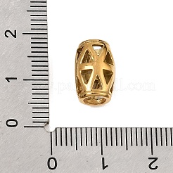 304ステンレススチールヨーロピアンビーズ  大穴ビーズ  三角形を持つ列  18KGP本金メッキ  8x12.5mm  穴：4mm&nbsp;SA-CBA5CD0-32G